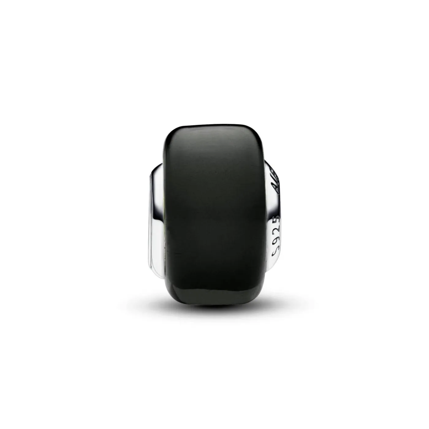 Sterling silver charm with black Murano