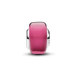 Sterling silver charm with pink Murano g