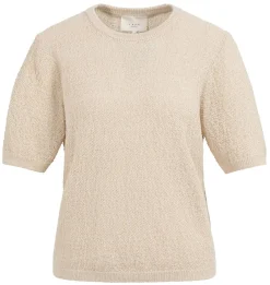 Strukturierter Strickpullover mit kurzen Ärmeln