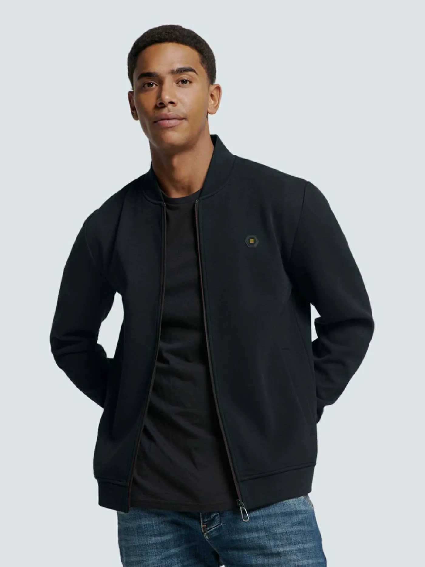 Sweater Full Zipper Pique Bomber